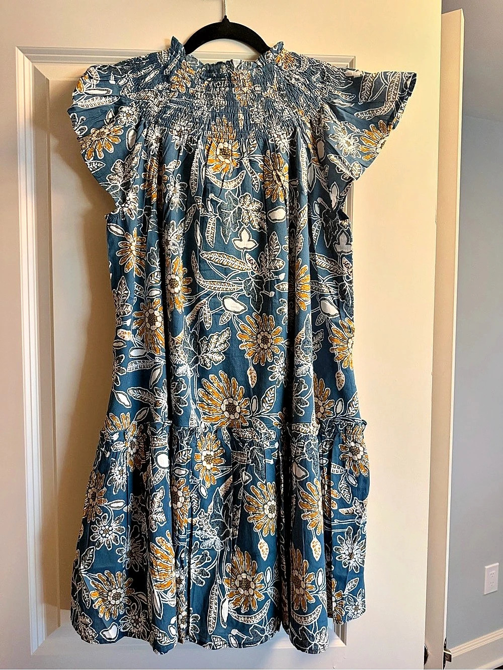 Cleobella Lydia Mini Dress Floral Mini Dress in Blue & Orange Size Small NWT
